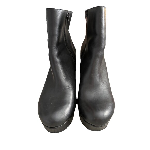 Steve Madden Leather Platform Boots 7.5 Black Chunky Heel Zip Up Ankle “Grate” - Picture 2 of 6